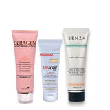 Hydrate Bundle- Ceragen Moisturizing Lotion and UV XAM 100 sunscreen and Senza Face wash